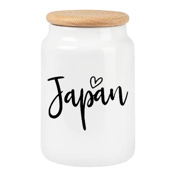 Japan Heart Women's Love Japan - Cookie Jar with Wooden Lid - white - Front