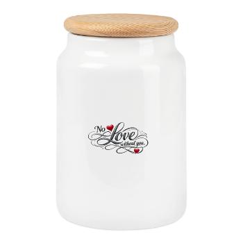 Pas d'amour sans toi. No love without you - Boîte à biscuits avec couvercle en bois - blanc - Devant