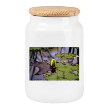 Monde fabioleux Étang aux Nénuphars - Boîte à biscuits avec couvercle en bois - blanc - Devant