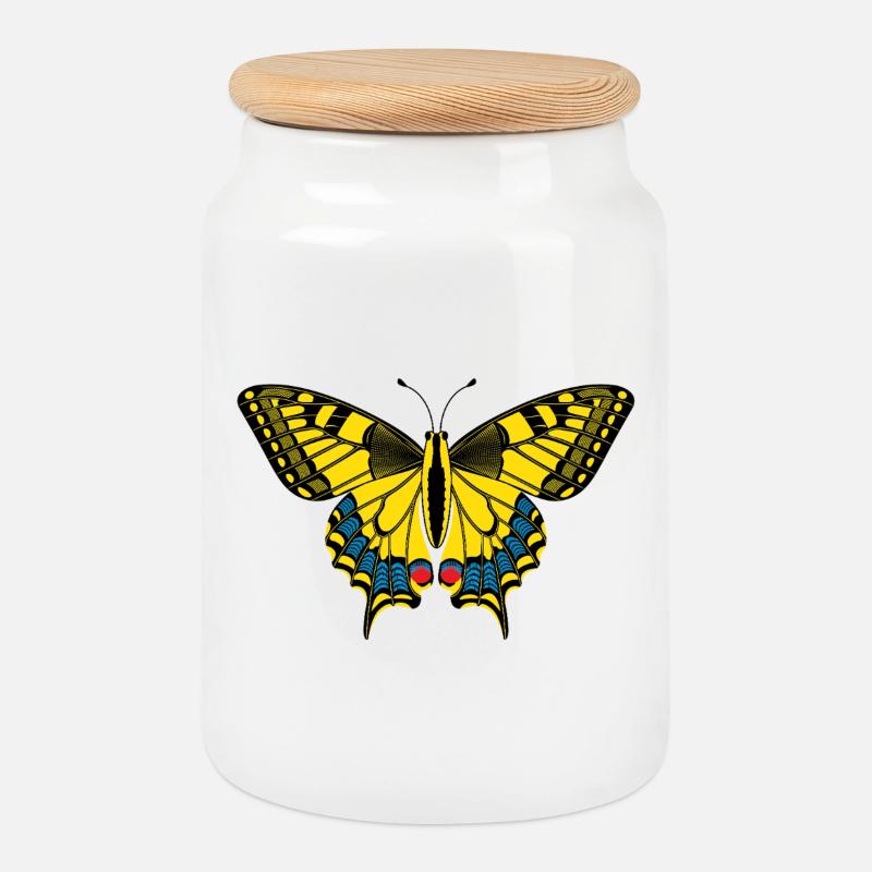 Schmetterling – Butterfly - Keksdose mit Holzdeckel - Weiß