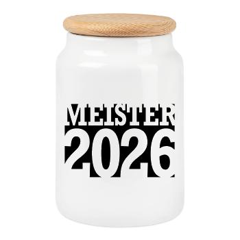 Meister 2026 Meisterschaft - Keksdose mit Holzdeckel - Weiß - Vorne