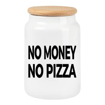 Pizza - Cookie Jar with Wooden Lid - white - Front