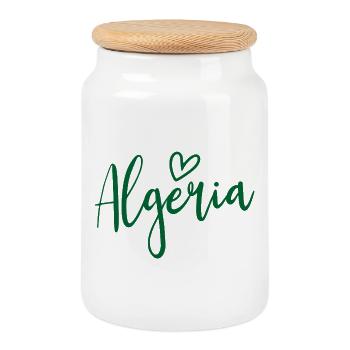 Algeria Heart Women Love Algeria - Boîte à biscuits avec couvercle en bois - blanc - Devant