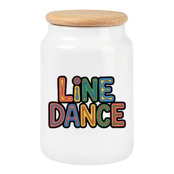 Line Dance Schriftzug für Tänzer & Country Fans - Keksdose mit Holzdeckel - Weiß - Vorne