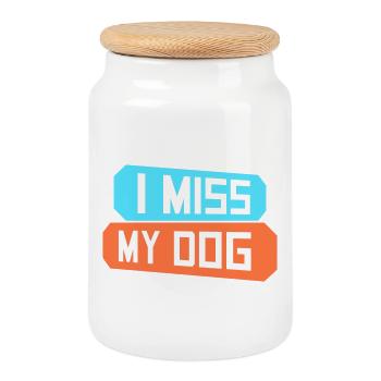 Mon chien Dog Amamant Dog Love Logo de blague - Boîte à biscuits avec couvercle en bois - blanc - Devant