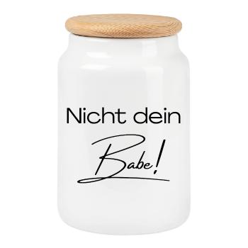 Not your babe! - Cookie Jar with Wooden Lid - white - Front