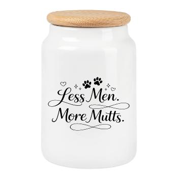 Less men. More mutts. - Keksdose mit Holzdeckel - Weiß - Vorne