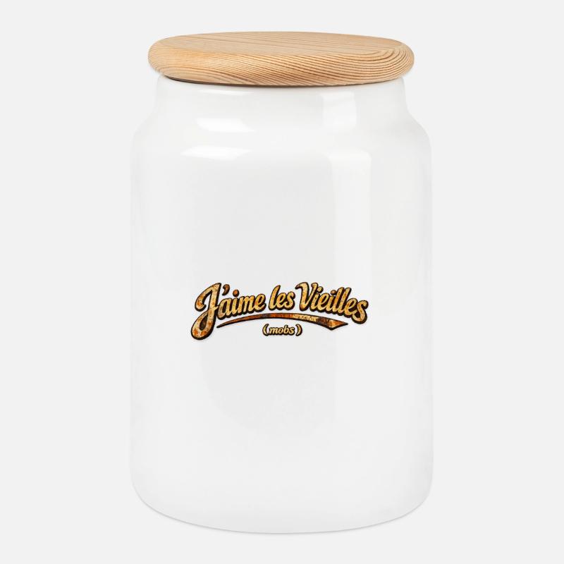I like old rusty mobs - Cookie Jar with Wooden Lid - white