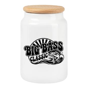 Big Bass Classic - Boîte à biscuits avec couvercle en bois - blanc - Devant