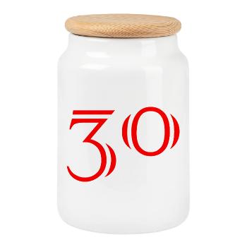 30. 30 ANS. 30e ANNIVERSAIRE. ANNIVERSAIRE 30 ANS. - Boîte à biscuits avec couvercle en bois - blanc - Devant