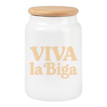 Viva la Biga - Es lebe der Vorteig! - Keksdose mit Holzdeckel - Weiß - Vorne