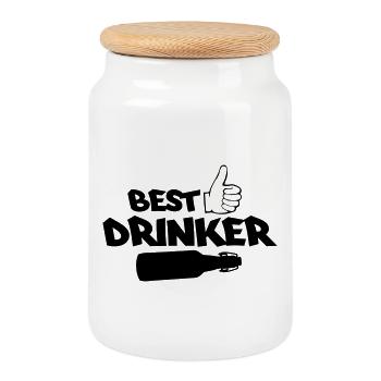 Best Drinker - Keksdose mit Holzdeckel - Weiß - Vorne