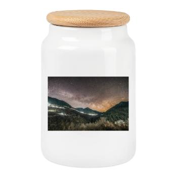 La Voie lactée au-dessus des montagnes Agrafa - Boîte à biscuits avec couvercle en bois - blanc - Devant