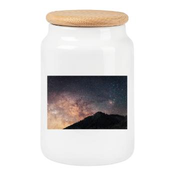 Close-up of the milky way on Agrafa Mountains - Cookie Jar with Wooden Lid - white - Front