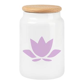 Lotus Flower Lotus Flower Violet Flower Flower Yoga - Cookie Jar with Wooden Lid - white - Front