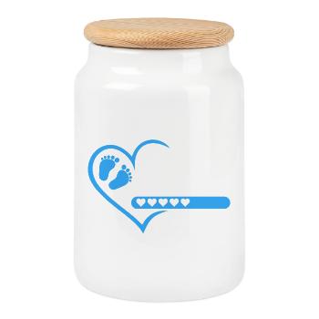 Mama 2027 loading Herz Version Junge blau - Keksdose mit Holzdeckel - Weiß - Vorne