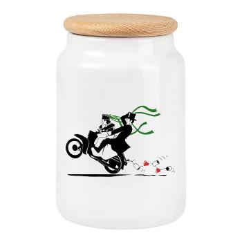 SERBSKI KVASS - Cookie Jar with Wooden Lid - white - Front