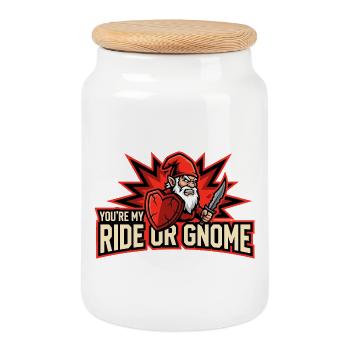 Nain maléfique, gnome sombre, gnome gothique, gnome drôle - Boîte à biscuits avec couvercle en bois - blanc - Devant