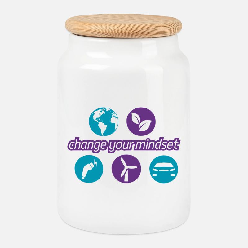 Change_your_mindset - Keksdose mit Holzdeckel - Weiß
