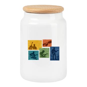 Guitar Grunge Color Blocks - Cookie Jar with Wooden Lid - white - Front