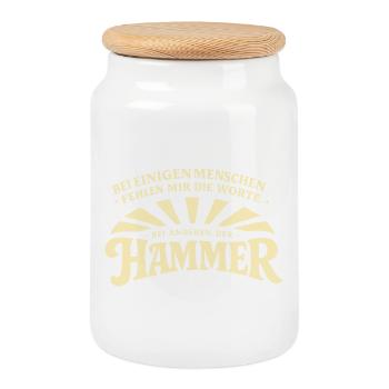 Bei_manchen_menschen_fehlt_mir_der_Hammer - Keksdose mit Holzdeckel - Weiß - Vorne