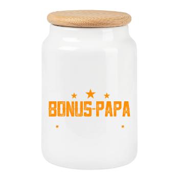 Ce super papa appartient à un cadeau pour la fête des pères - Boîte à biscuits avec couvercle en bois - blanc - Devant
