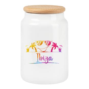 Groove de plage tropicale - Boîte à biscuits avec couvercle en bois - blanc - Devant