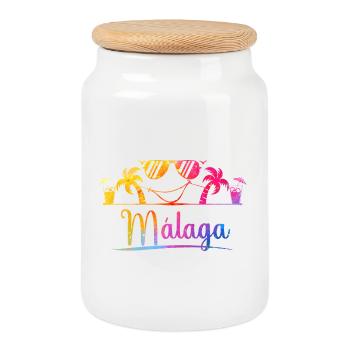 Lunettes de soleil palmier tropicales de Málaga - Boîte à biscuits avec couvercle en bois - blanc - Devant
