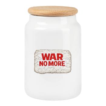 War No More – Sticker Peace & Humanity  - Boîte à biscuits avec couvercle en bois - blanc - Devant