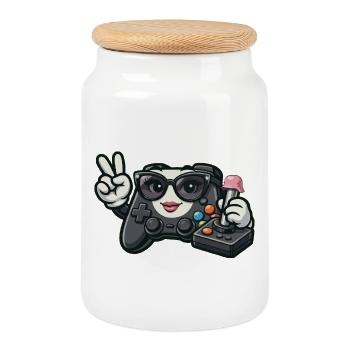 Kawaii WWII-Spielcontroller - Keksdose mit Holzdeckel - Weiß - Vorne
