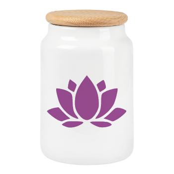 Lotus Flower Lotus Flower Flower Violet Blossom Yoga - Cookie Jar with Wooden Lid - white - Front