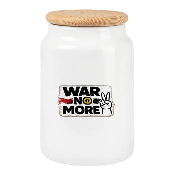 War No More – Sticker Peace & Humanity  - Boîte à biscuits avec couvercle en bois - blanc - Devant