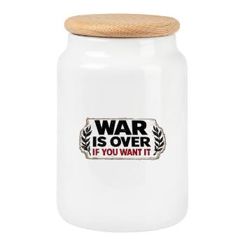 War No More – Sticker Peace & Humanity - Cookie Jar with Wooden Lid - white - Front