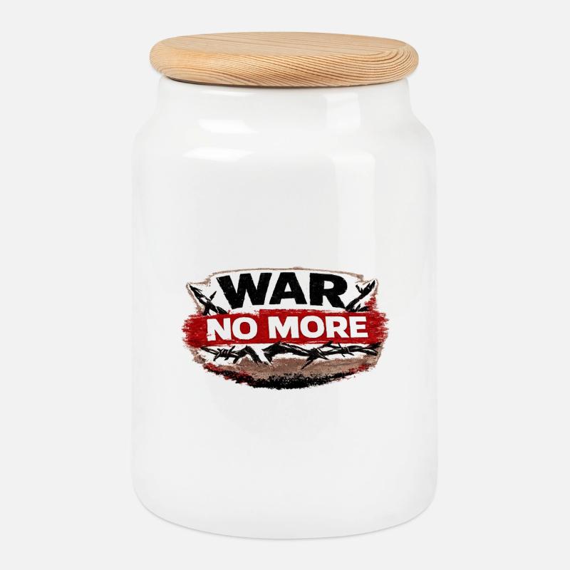War No More – Sticker Peace & Humanity  - Boîte à biscuits avec couvercle en bois - blanc