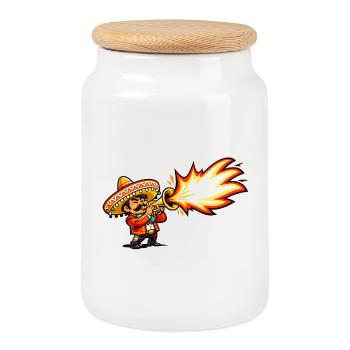 Tempête de feu mariachi - Boîte à biscuits avec couvercle en bois - blanc - Devant