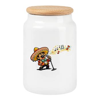 Viva Mariachi Stage Worker - Cookie Jar with Wooden Lid - white - Front