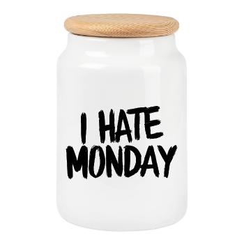 Je déteste Monday Divertente Drôle - Boîte à biscuits avec couvercle en bois - blanc - Devant
