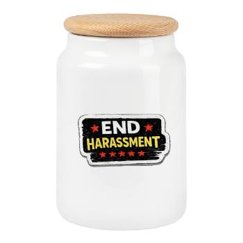 End Harassment Awareness Activist Sticker - Boîte à biscuits avec couvercle en bois - blanc - Devant
