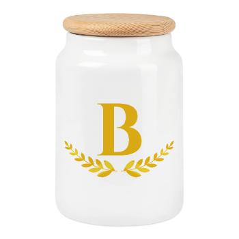 b - Boîte à biscuits avec couvercle en bois - blanc - Devant