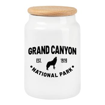 Grand Canyon National Park Established 1919 - Cookie Jar with Wooden Lid - white - Front