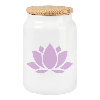 Fleur de lotus Fleur de lotus Fleur de lotus Fleur de violette Fleur de yoga - Boîte à biscuits avec couvercle en bois - blanc - Devant