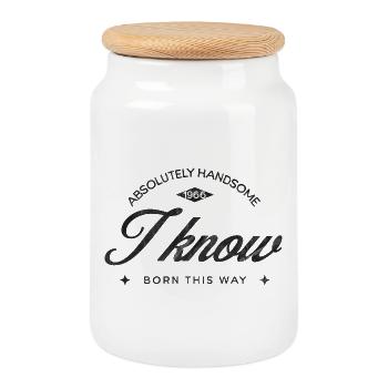Vintage Born This Way – Absolutely Handsome 60 - Cookie Jar with Wooden Lid - white - Front