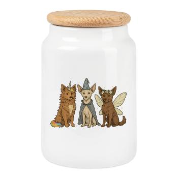 Pattes Mystiques – Chiens Fantastiques - Kelpie australien - Boîte à biscuits avec couvercle en bois - blanc - Devant