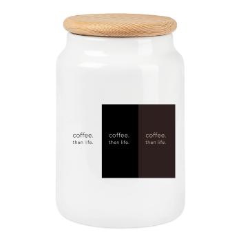 coffee. then life. – Minimalist Kontrast - Keksdose mit Holzdeckel - Weiß - Vorne