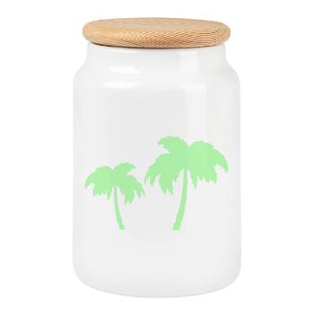 Tropical Palm Trees Silhouettes Duo - Cookie Jar with Wooden Lid - white - Front