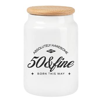 Vintage Born This Way – Absolutely Handsome 50 - Cookie Jar with Wooden Lid - white - Front