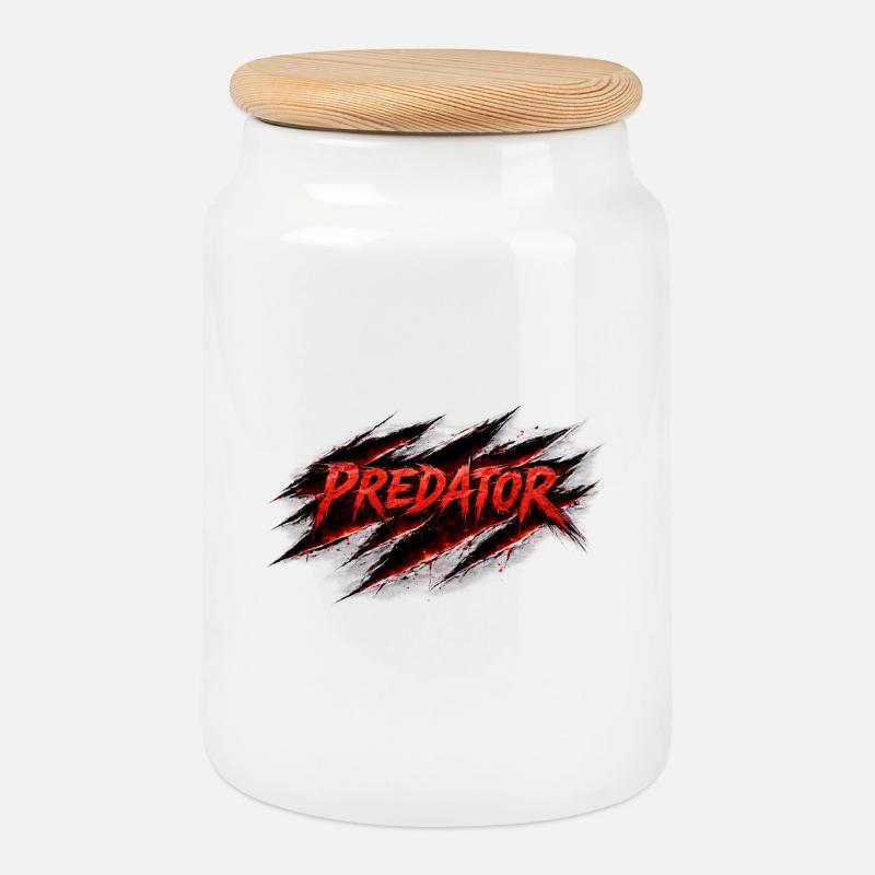 Predator Scratch Retro Style - Cookie Jar with Wooden Lid - white