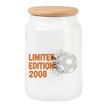 Football 2008 Birthday Limited Edition - Cookie Jar with Wooden Lid - white - Front