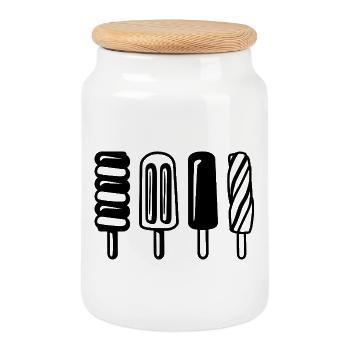 Croquis de glace d’eau - Boîte à biscuits avec couvercle en bois - blanc - Devant