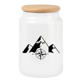 Montagnes Compass Nature Plein Aire - Boîte à biscuits avec couvercle en bois - blanc - Devant
